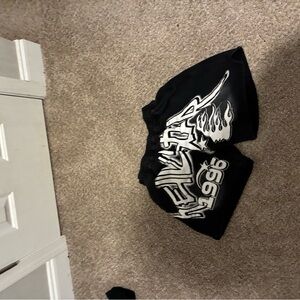 Kids Black Graphic Shorts